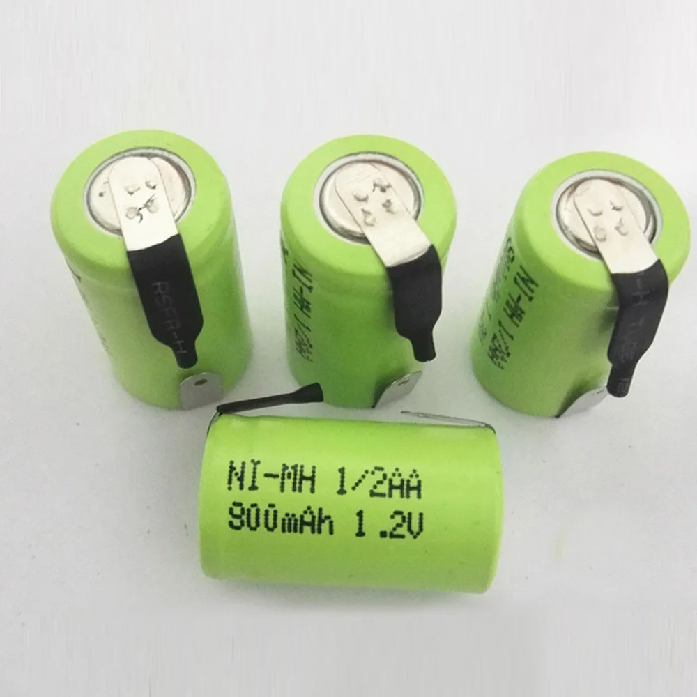 SORAVESS 20PCS 1/2AA 1.2VNiMh Rechargeable Battery 800mAH Ni-Mh Ni Mh Batteries With Welding Tab Pins For DIY Electric Shaver