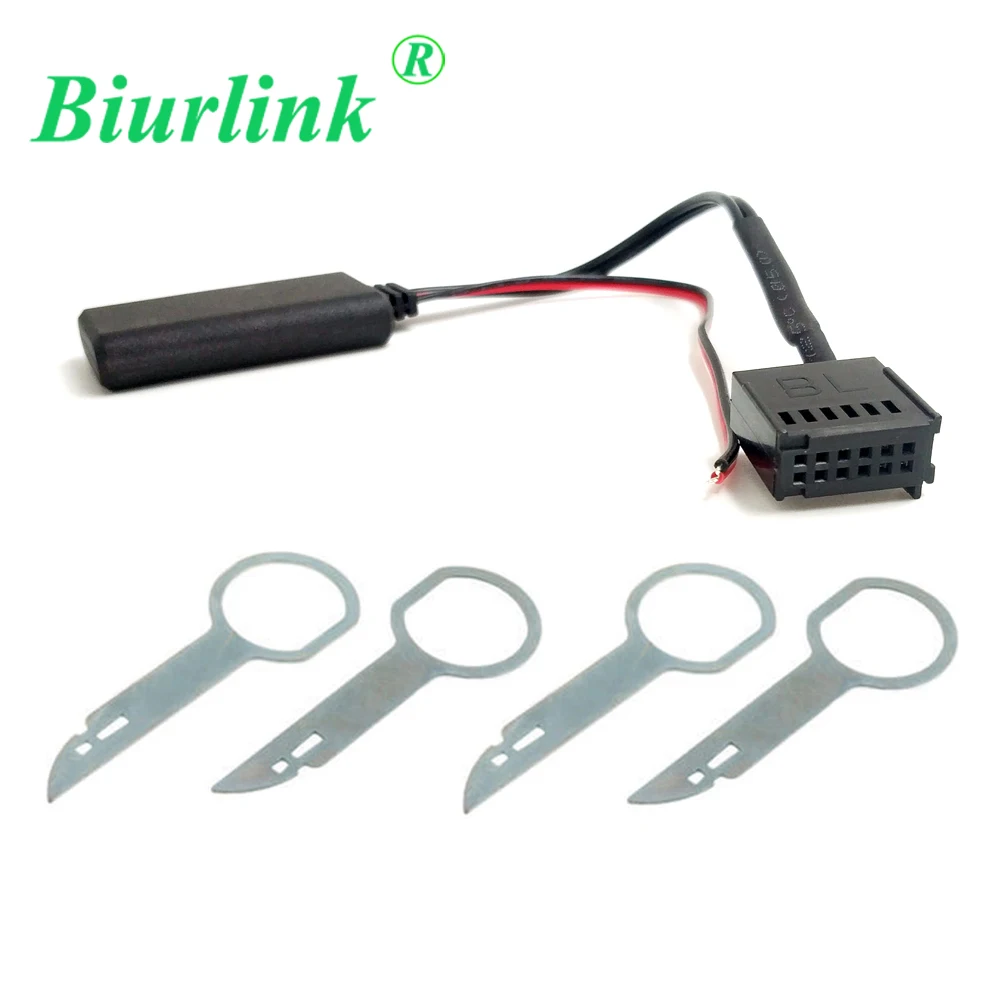 Biurlink Car Radio Removal Keys Tool And 12Pin Wireless AUX IN Bluetooth Module For Ford Mondeo Focus C-Max Fiesta Fusion 6000CD