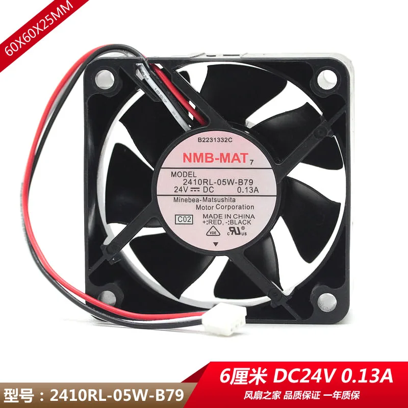 

NEW NMB-MAT NMB 6CM 6025 double ball bearing 24V0.13A frequency server 2410RL-05W-B79 cooling fan