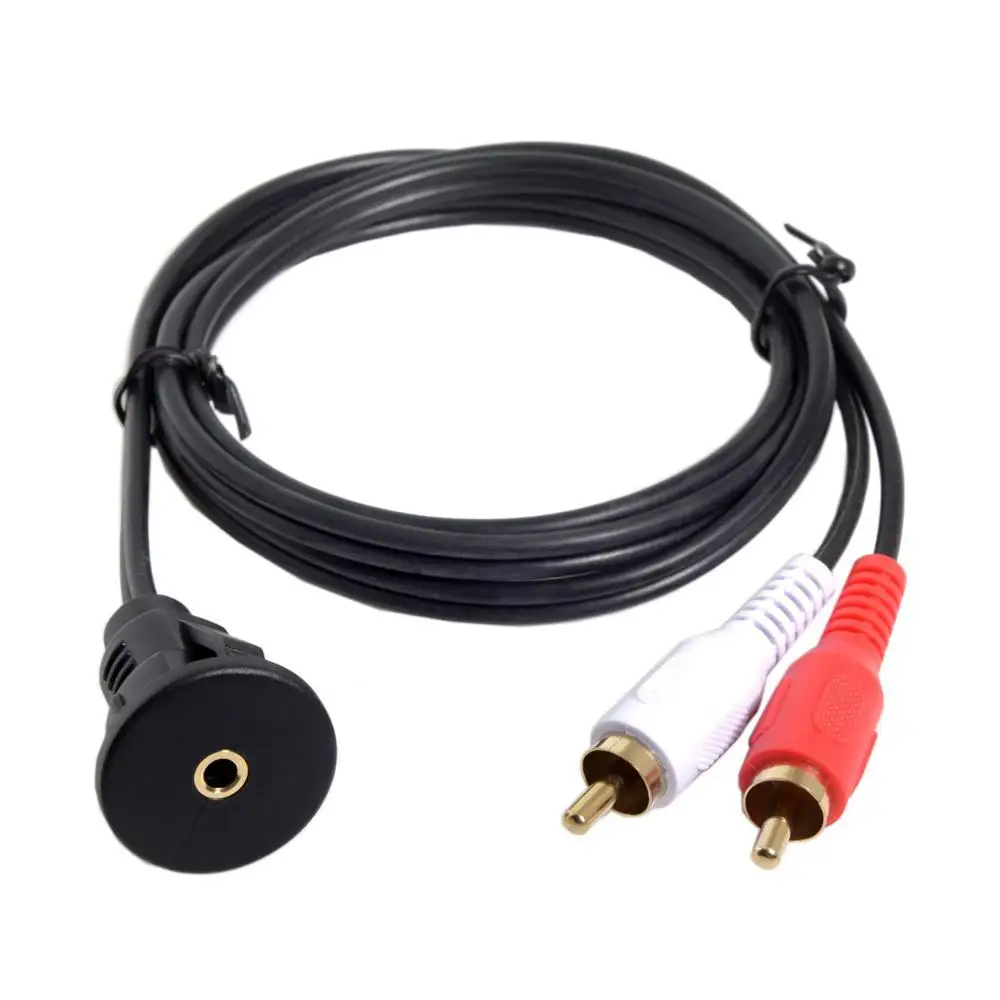 1M 3FT 2 IN 1 Audio 3.5mm AUX Male to Female Dual RCA Extension Cable with Waterproofable Mount Shell 100cm