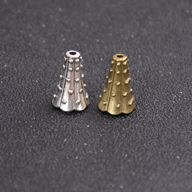 4pcs Two Color 12*12mm Beads Caps Receptacle Horn Shape Charm Tassel Caps DIY Jewelry  Making