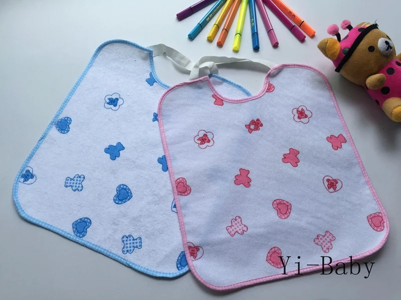 12PCS/Set YB15022 Love bear Baby waterproof  Lunch Burp Cloths kindly for kids Big Baby bibs Free shipping