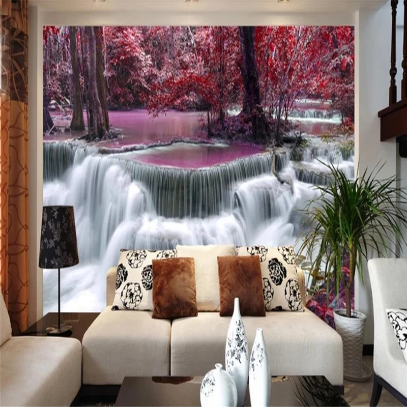 Decorative wallpaper 3D painting on the background wall of the stream water