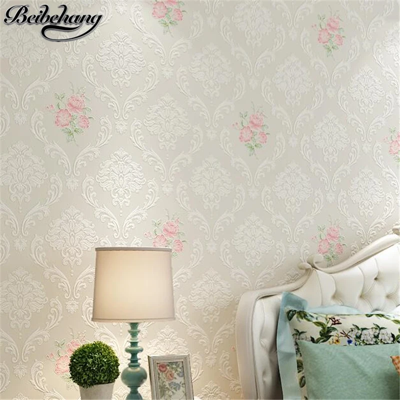 

beibehang Thick European pastoral wallpaper warm romantic girl bedroom wedding room bedside background wallpaper papel de parede