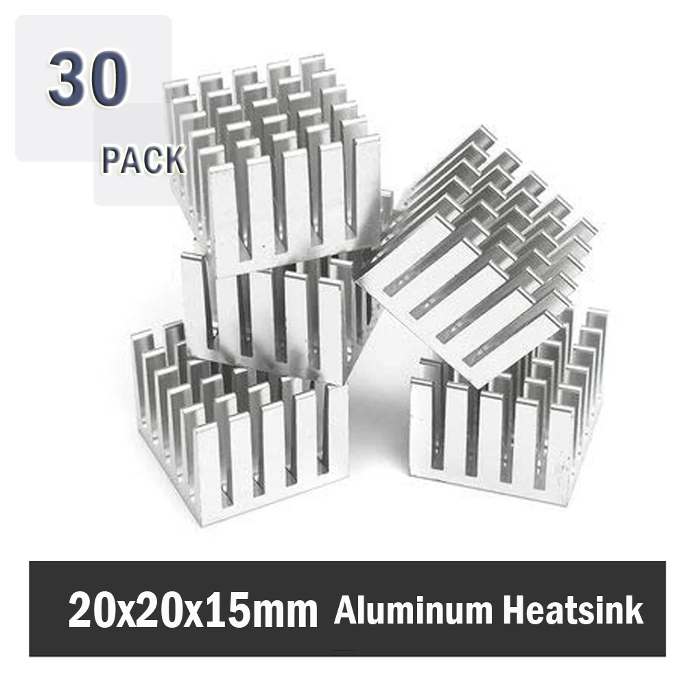 

30Pcs Gdstime 20x20x15mm Aluminum Extruded Cooler Aluminum Heatsink 20mm x 15mm FOR IC PC CPU High Power LED