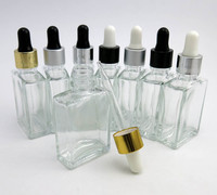30ml Clear Square Glass Bottles Eye Dropper Aromatherapy Perfume  1oz Clear Glass Dropper Vials for E liquied