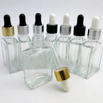 30ml clear square glass bottles eye dropper aromatherapy perfume 1oz clear glass dropper vial for E liquied