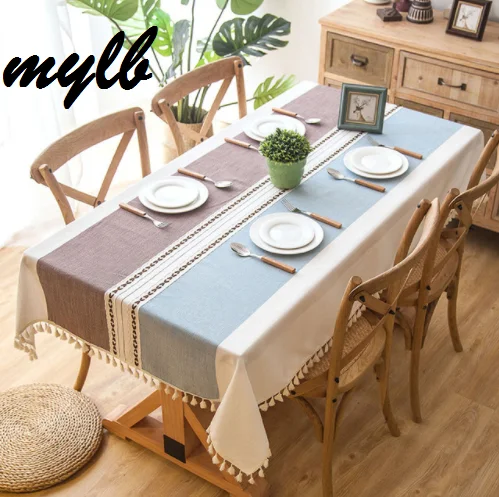 

mylb Modern Decorative Table Cloth Tassel Iace Rectangle Tablecloth Home Kitchen Table Cloths Party Banquet Dining Table Cover