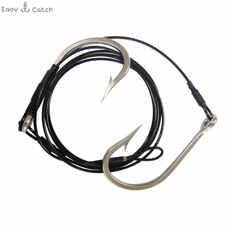 Stainless Steel Shark Fishing hooks Rigs 400LB Wire Leaders Shark Hook Rig for fishing lures Size 10/0 12/0
