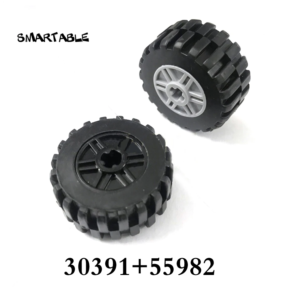 Smartable การวิเคราะห์ Ev3 30.4X14มม.ล้อและ18X14มม.Hub Rims MOC ชิ้นส่วนอาคารบล็อกของเล่นใช้งานร่วมกับ30391 + 55982 5ชิ้น/เซ็ต