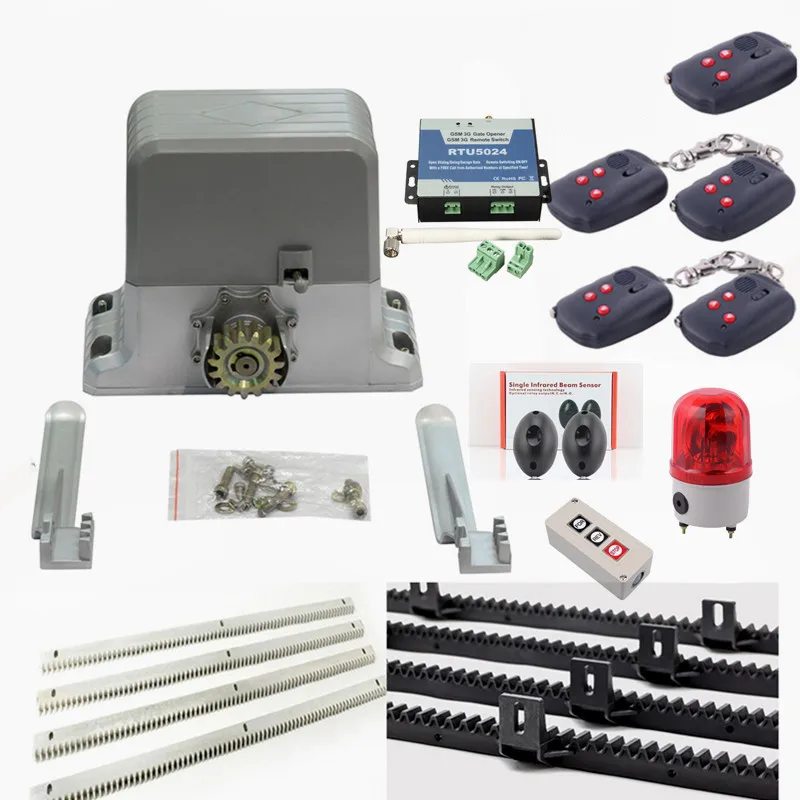 

Heady duty 1800kg electric sliding gate motor/6m gear racks/ photocell/ GSM gate opener/keypad /push button/5 remote control