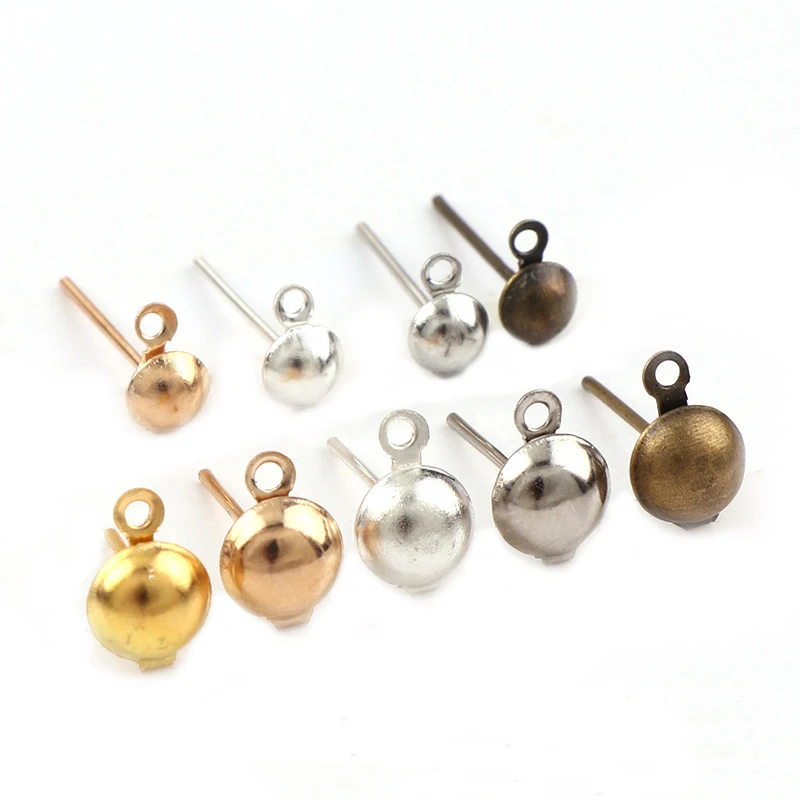 50 قطعة 4 مللي متر 5 مللي متر 6 مللي متر 8 مللي متر القرط آخر دبوس مسمار مع حلقة أقراط DIY بها بنفسك صنع المجوهرات النتائج الإكسسوارات #3