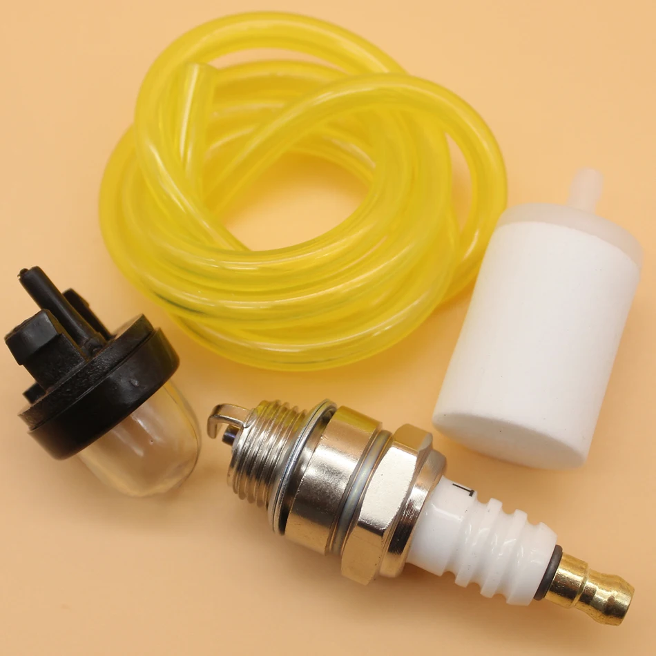 Primer Bulb Fuel Hose Line Filter Spark Plug Kit For Husqvarna Craftsman Mcculloch Chainsaw Brushcutter Trimmer Strimmer Blower