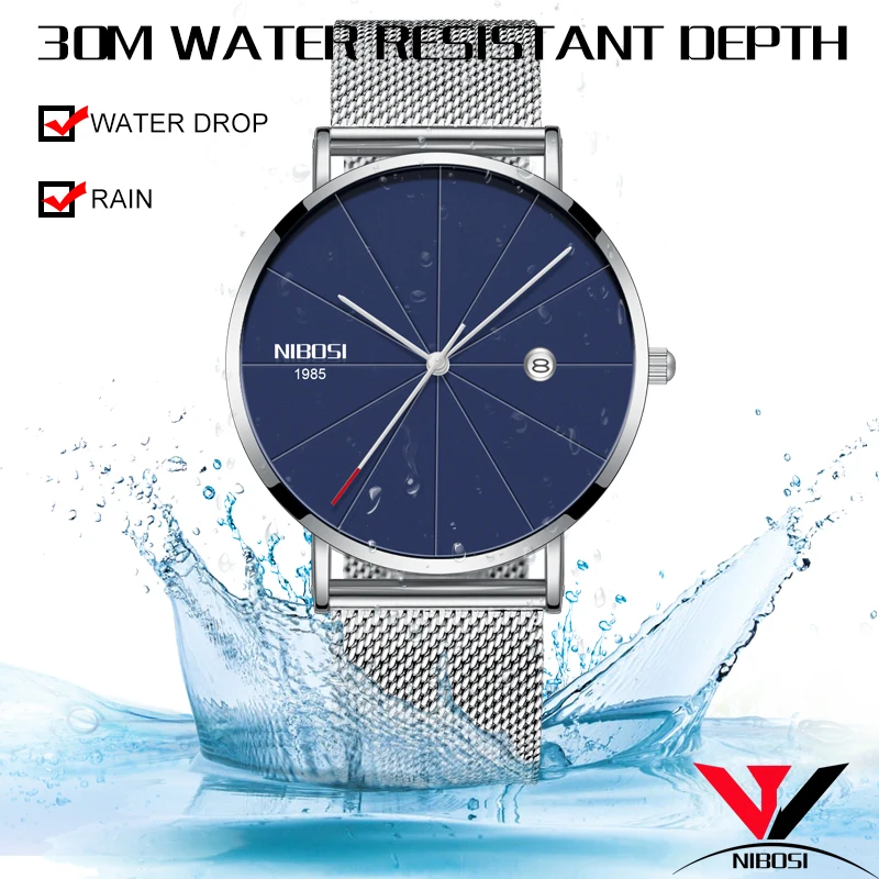 NIBOSI Watch Men Waterproof Water Resistant 30m Ultra Thin Watches For Ladies Women Dress Watches For 2018 Relogio Masculino