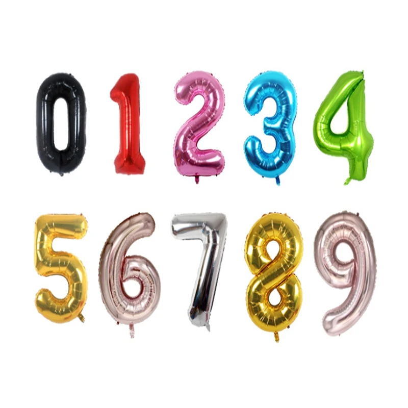 

100pcs/lot 40 inch 0-9 Colorful foil number balloons birthday wedding party decoration 40" helium inflatable balloon