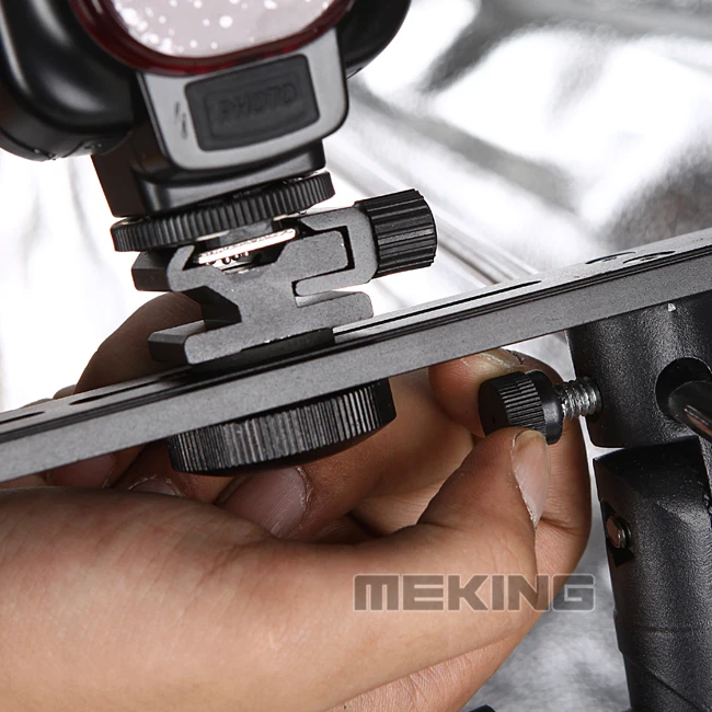 Meking Selens M11-083 4 hotshoes Speedlite حامل المظلة قطب ضوء دعامة حامل معدني