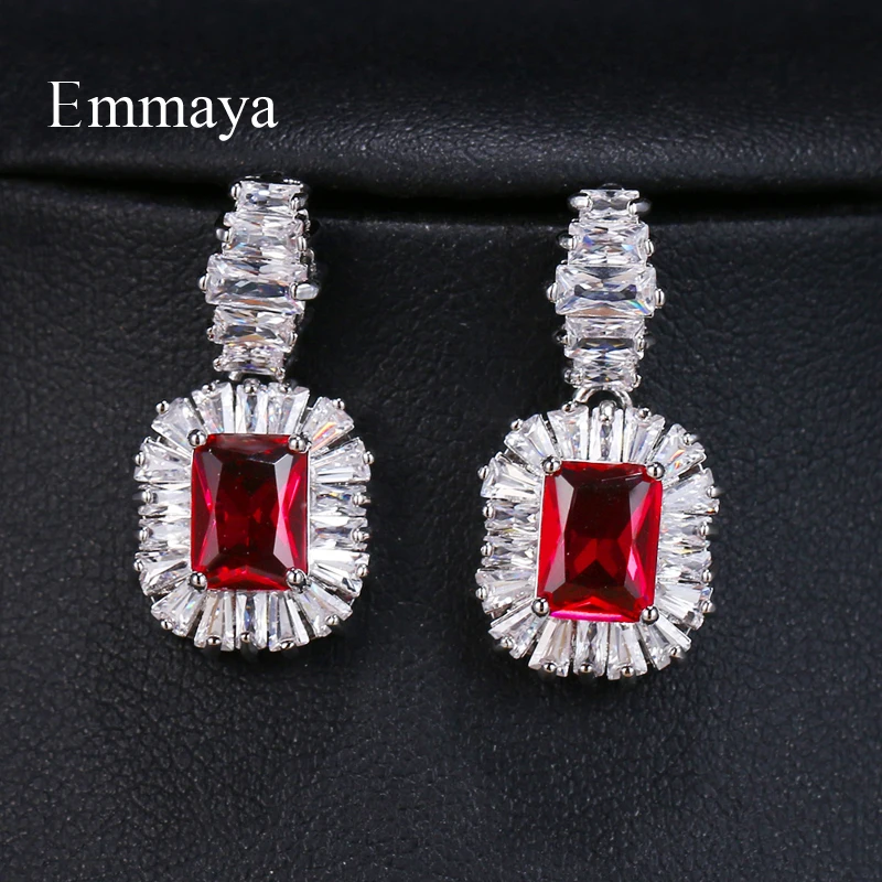 EMMAYA Zircons Luxury Cubic Zirconia Jewelry 4 Colors Large Sparkling Big Zircon Crystal Earrings For Girls Wedding