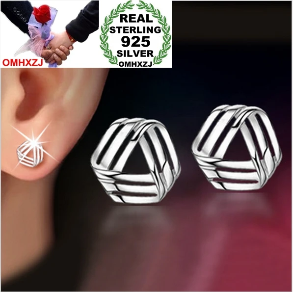 OMH wholesale Fashion jewelry geometry triangle Lovely flow rhyme 925 sterling silver Stud earrings YS58