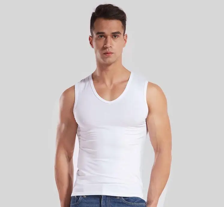 Free shipping  Men's vest  Pure cotton render v-neck