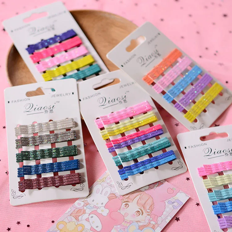 20Pcs/Card Hair Clip Kids Glitter Metal Hairpins Bobby Pins Styling Hairpin Candy Color Barrettes Girls Styling Hair Accessories