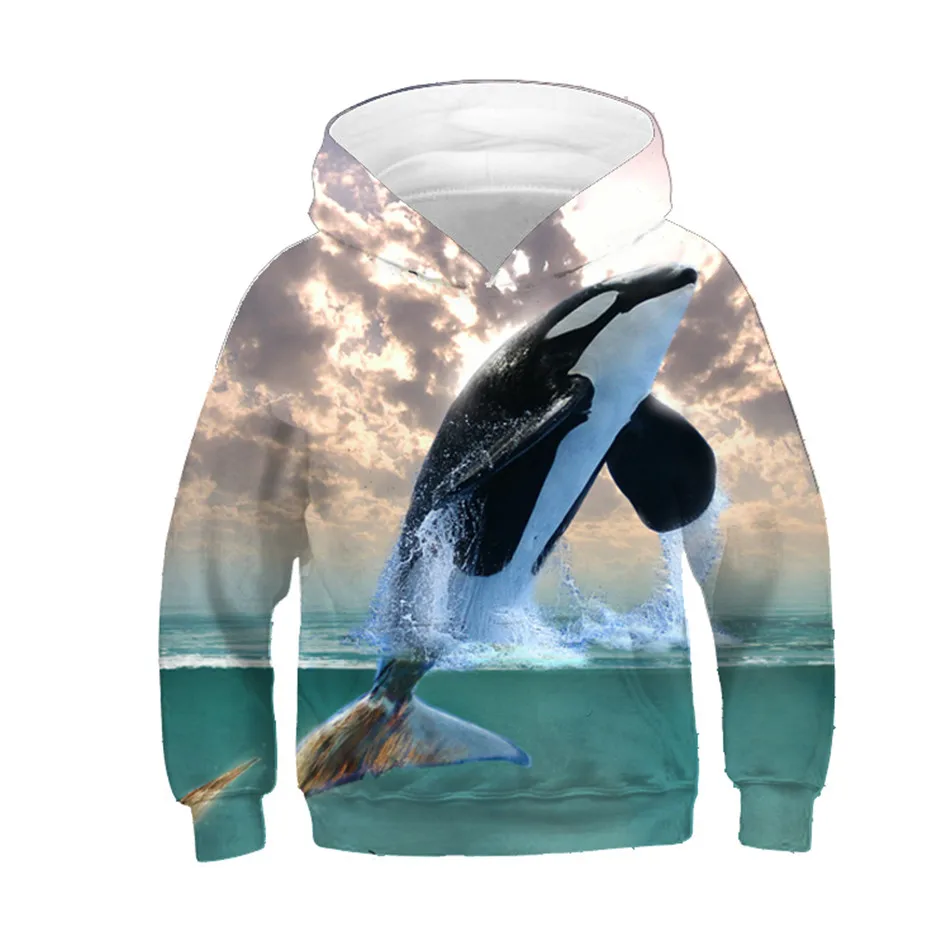 2022 Boy/Girl 3D Sweatshirts Children Space Galaxy Sea Fish Whale Water Printed Thin Hooded Hoodies Kids Pullovers Clothes Tops