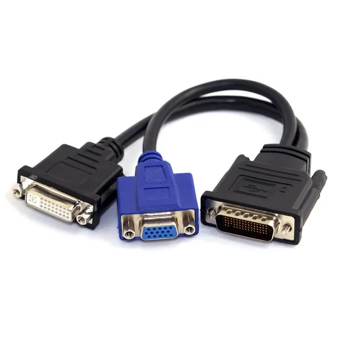 

DMS-59 Male to DVI 24+5 Female & VGA RG 15pin Female Splitter Extension cable 15cm DVI VGA adapter converter connector