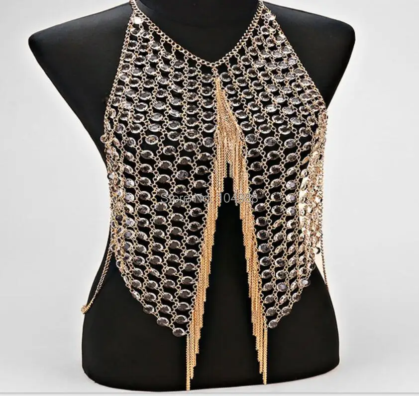 

FREE SHIPPING NEW STYLE B705 Women Fashion Gold Chains Beads Body Chains Jewelry Sexy Layers Body Chains Jewelry 2 Colors