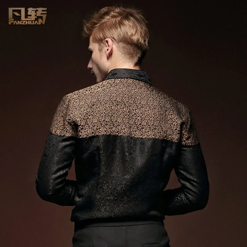 FanZhuan Free Shipping New fashion casual black men\'s male Baroque men\'s long sleeve shirt plus velvet thick warm shirt 14268