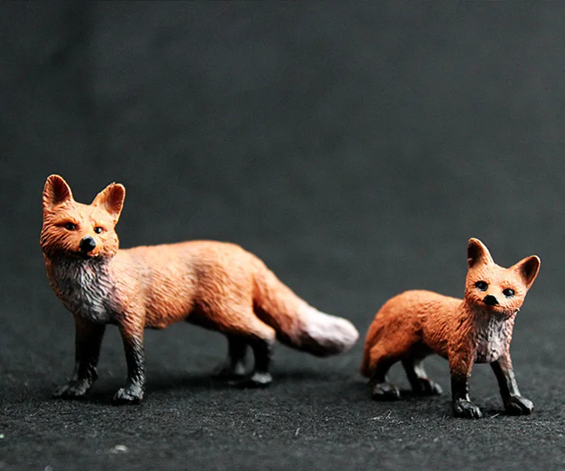 2pcs/set PVC Animals World Red Foxes with Baby Static Model Plastic Action Figures Toys Gift for Kids Education Collectible Gift