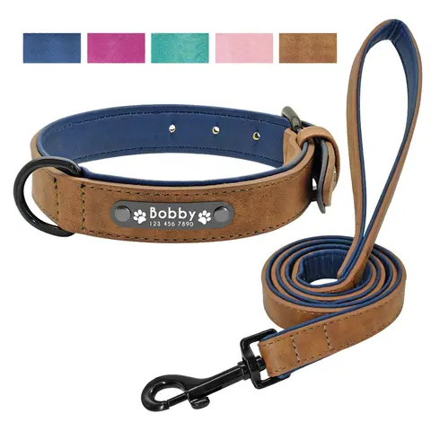 Leather Dog Collar and Leash Set Didog