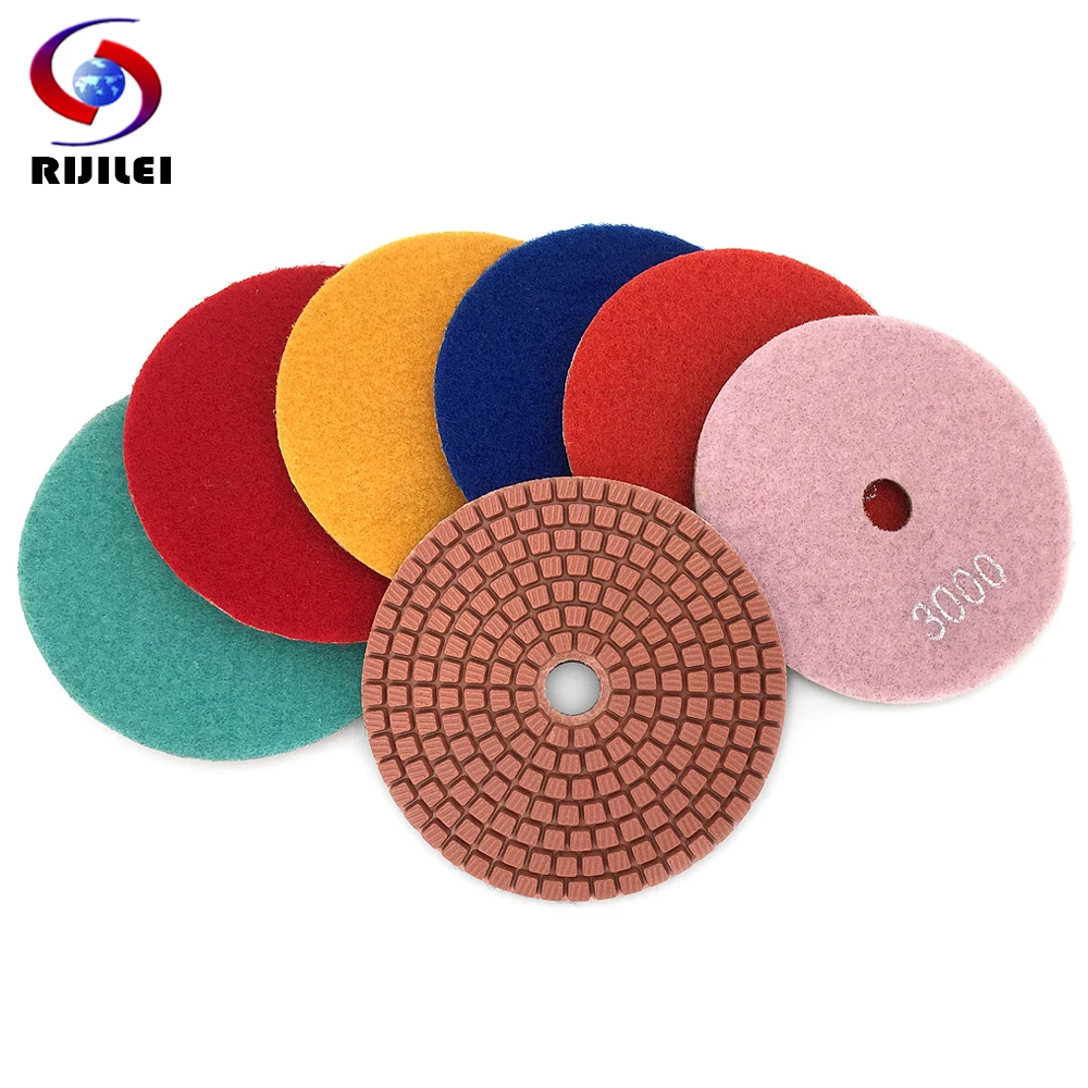 

RIJILEI 10PCS/Set 3Inch Diamond Polishing Pads 80mm Wet Polishing Pad Abrasive Tools For Marble Granite Stone