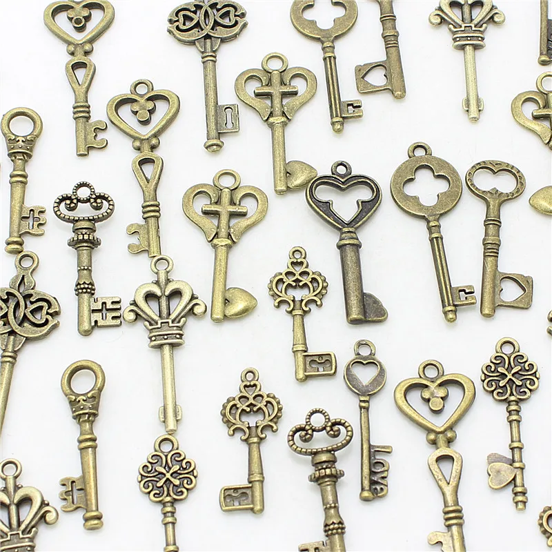 Sweet Bell 40pcs Mixed Small Keys Charms Vintage Bronze Metal Zinc Alloy Fine Trendy DIY Jewelry Pendant Making