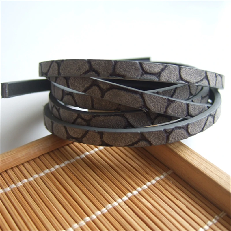1 Meter Multi-color Flat PU Leather Stone Plaque Shaped Cord For Bracelet Making Rope Fashion Jewelry Findings 5*2mm