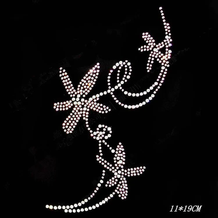 2pc/lot  Grass rhinestones motif sticker Hot fix rhinstonne motif iron on clothes dress hot fix rhinestone applique