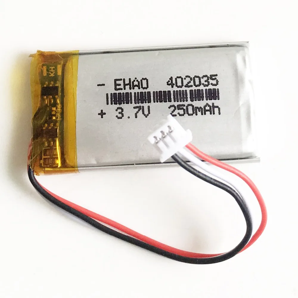 3.7V 250mAh 402035 litowo-polimerowa LiPo akumulator JST 1.25mm 3pin złącze do GPS Mp3 GPS bluetooth inteligentny zegarek