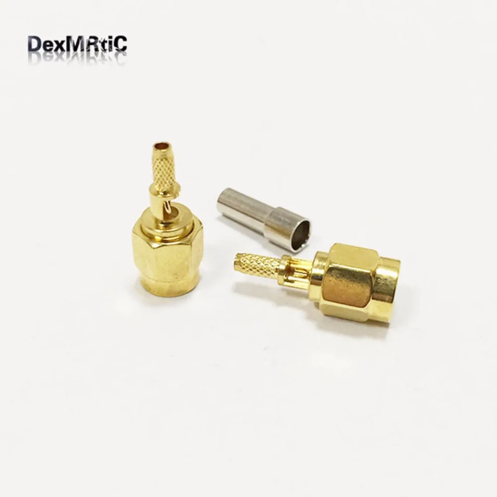 1PC  New SMA male plug  RF Coax Connector Crimp for RG316,RG174,LMR100 Cable Straight Goldplated  Open window