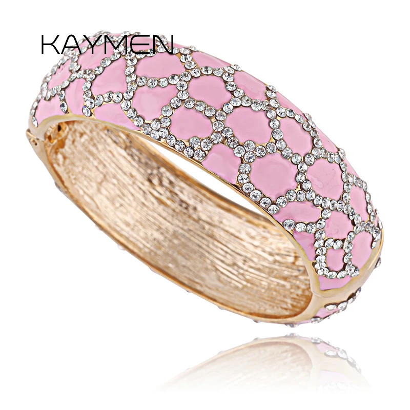 

Fashion Bohemia Style Rhinestone Enamel Cuff Bangle Bracelet for Women Golden Plated Party Jewelry Drop-shipping Wholesale