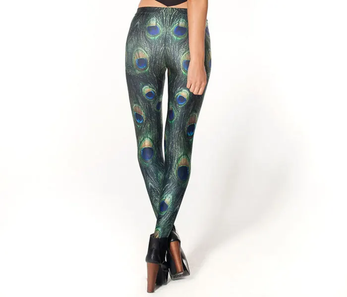 Mallas con estampado 3D de pavo real para mujer, Leggings sexys, Pantalones