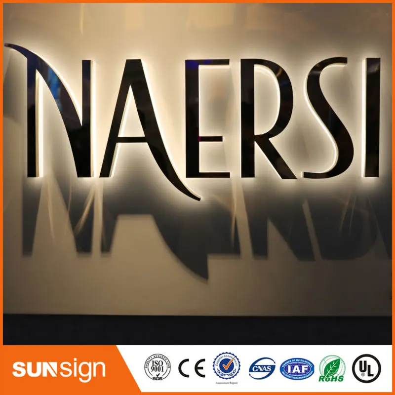 Groothandel Reclame Rose Gold Rvs Led Backlit Brief Teken