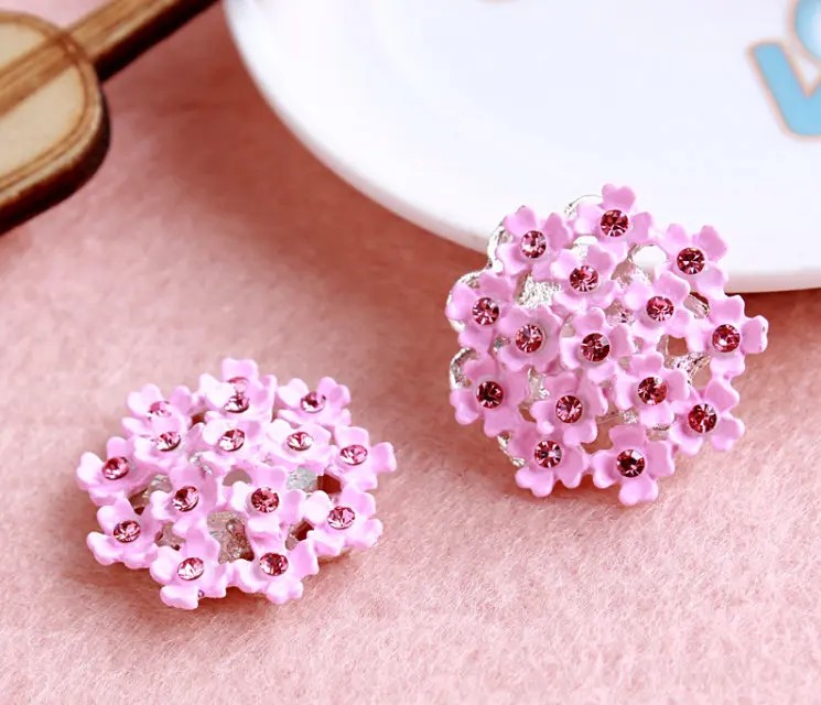 Free Shipping Wholesale 40pcs/lot 24x24mm Rhinestone Flatback Button For Hair Flower Wedding Invitation BXF133