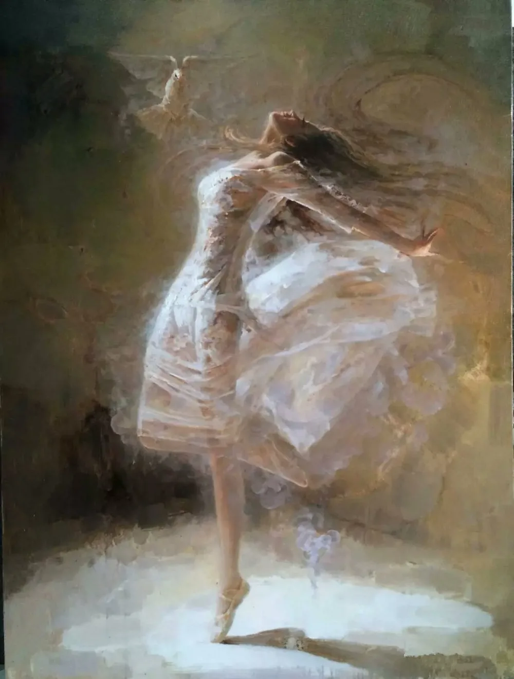 New Year Gift Ballet Dancer Painting on Canvas Beautiful Girl Oil Painting for Living Room Office Wall Decor Fine Arts Handmade