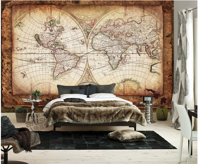 Custom retro wallpaper world navigation map murals for the living room bedroom wall waterproof Papel de parede vinyl