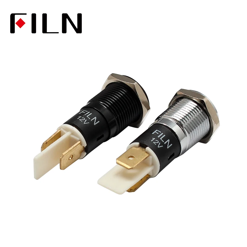 FILN 14mm 12v 24v symbol dash panel warning light indicator lamp metal car boat led dashboard indicator light signal lamp black