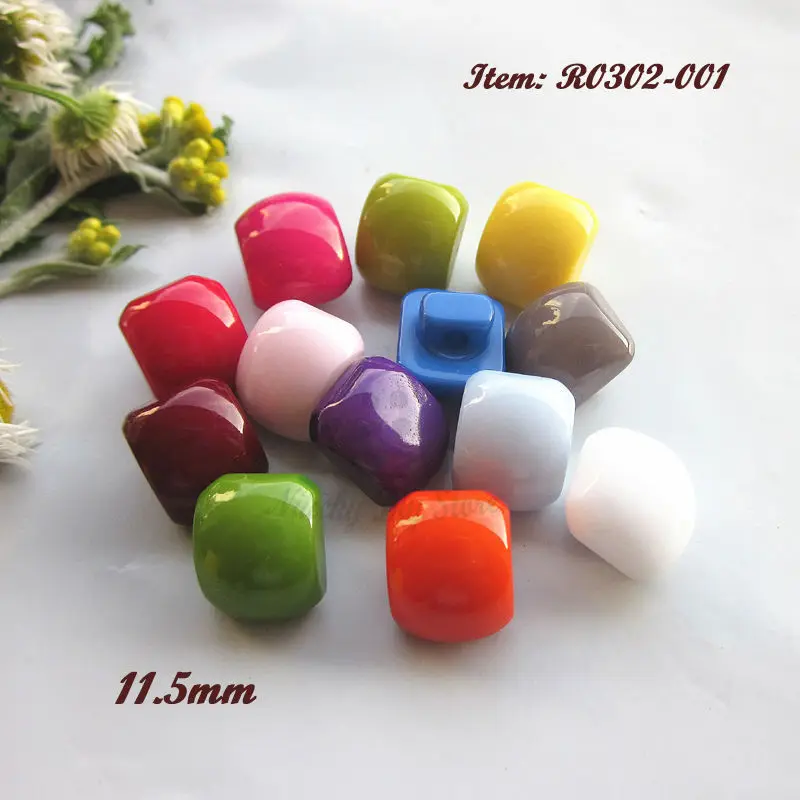 Sewing supplies 144pcs 11mm mixed color / 1 color square shank candy buttons resin child cardigan shirt button sewing material