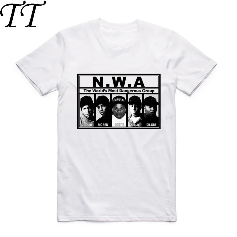 2019 Fashion Men Print N.W.A Straight Outta Compton T Shirt O-Neck Short Sleeves Summer NWA Hip Hop Cool Streetwear Top Tee Swag