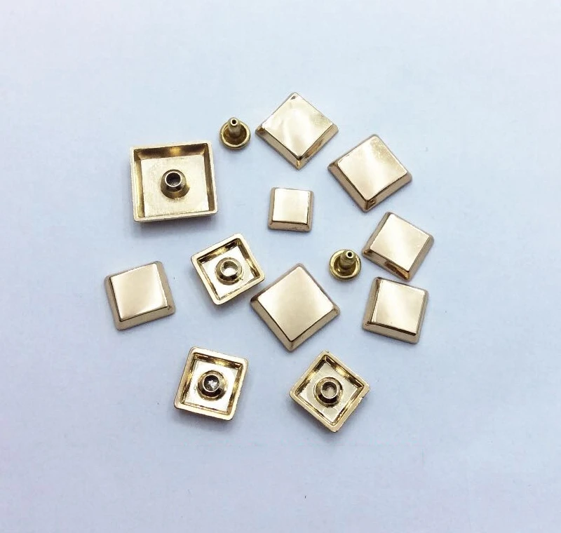 8-15mm Alloy Flat Square Mosaic Bracelet Rivet Cap Studs For Leather Craft Bag Shoe Wallet Punk Rock Trims Jewelry Accessories