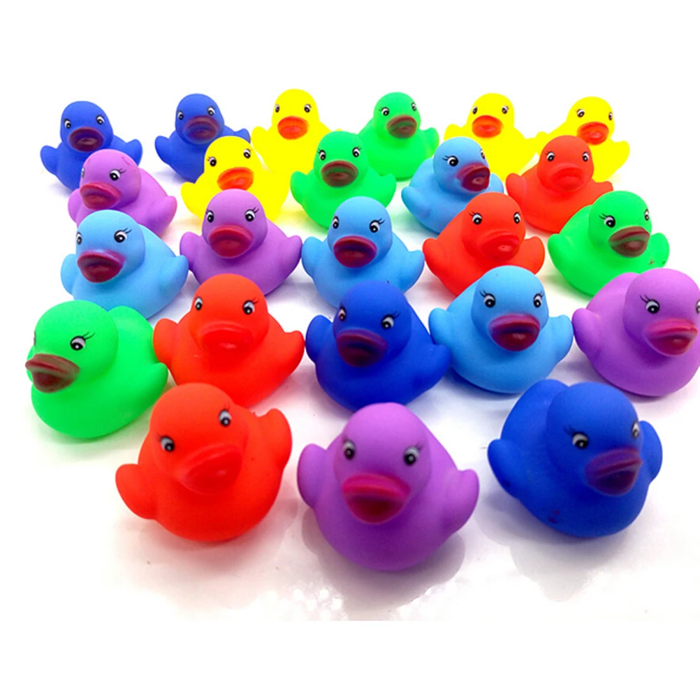 12Pcs/set 3.5*3.5*3cm Kawaii Ducky Water Play Toy Colorful Baby Children Bath Toys Cute Rubber Squeaky Duck