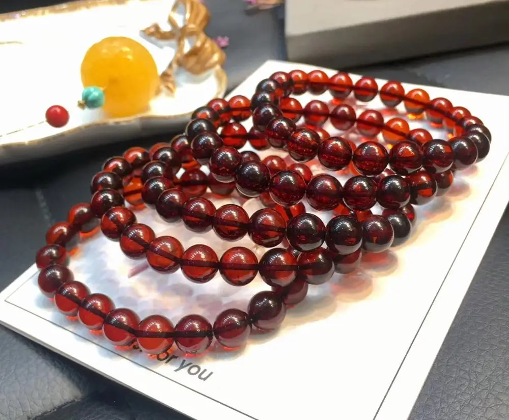 

Natural Blood Red Amber Women Beads Bracelet 9mm Stretch Crystal Clear Stretch Round Beads Bracelet Jewelry Genuine AAAAA