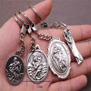 Chaveiro clássico novo do encanto, Saint Michael, cruz de Jesus, keychain do carro, bolsa, lembrança do presente do Natal 8 principais vendas chaveiro de são cristovão - №6
