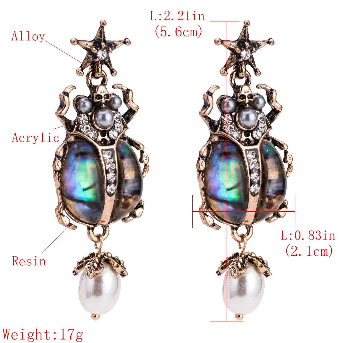 Kpop Creative Resin Insect Insect orecchini Vintage Big Name Star Purple Earring 2023 Fashion Personality Women accessori per gioielli Punk